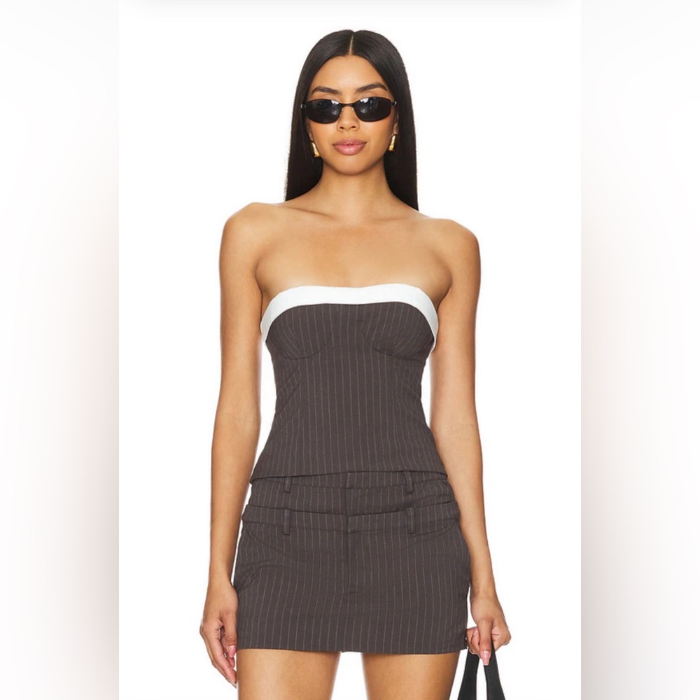 Lovers + Friends Pinstripe Bustier top